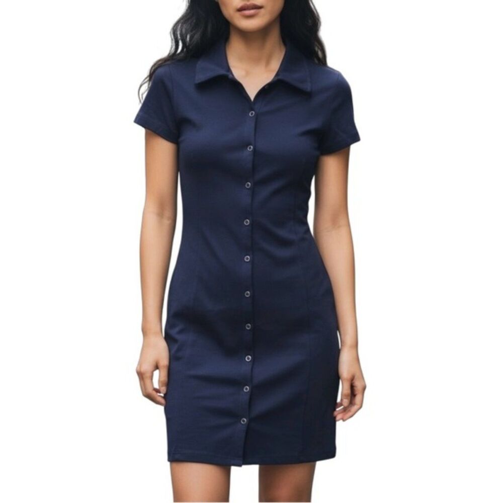 Moda International Women’s Button-Front Collared Mini Dress | Size Small